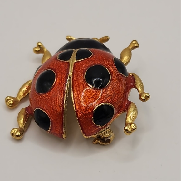 Vintage Giovanni ladybug brooch red, black, gold - Picture 4 of 5